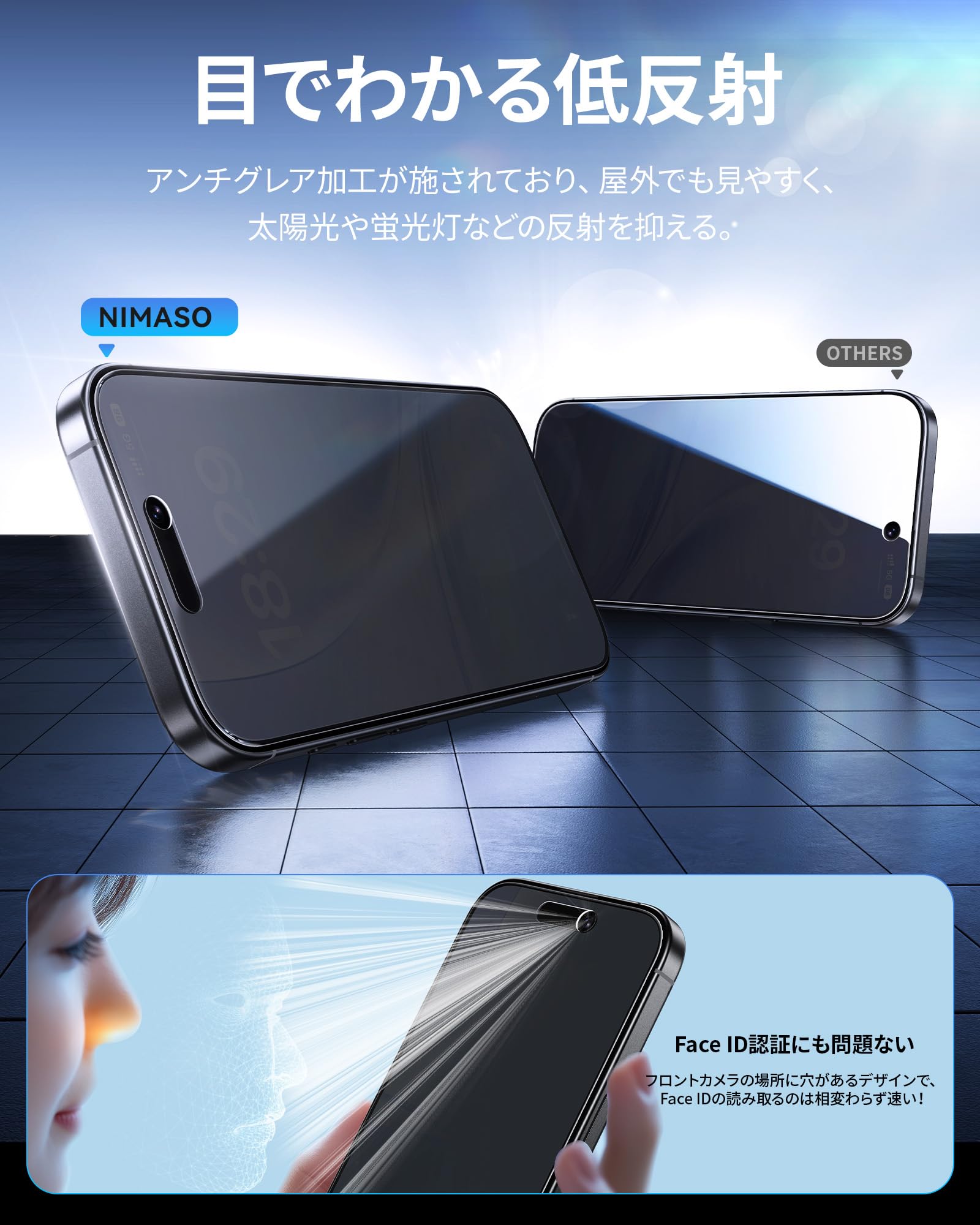 Amazon | 「バリ楽Box」NIMASO 2in1 アンチグレア+覗き見防止 iPhone